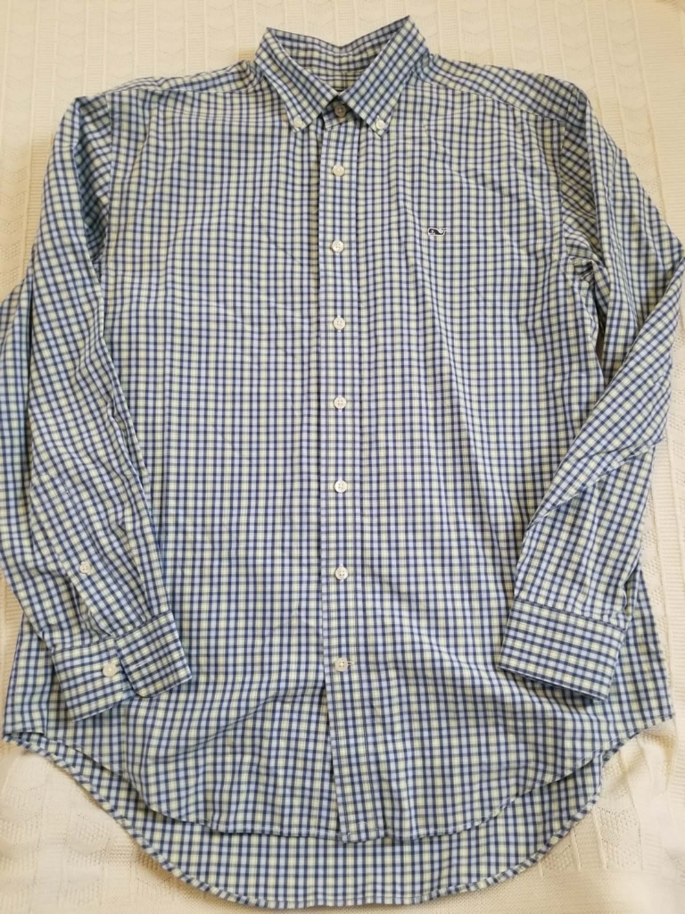 Vineyard Vines Blue and White Checked Button-Down Shirt